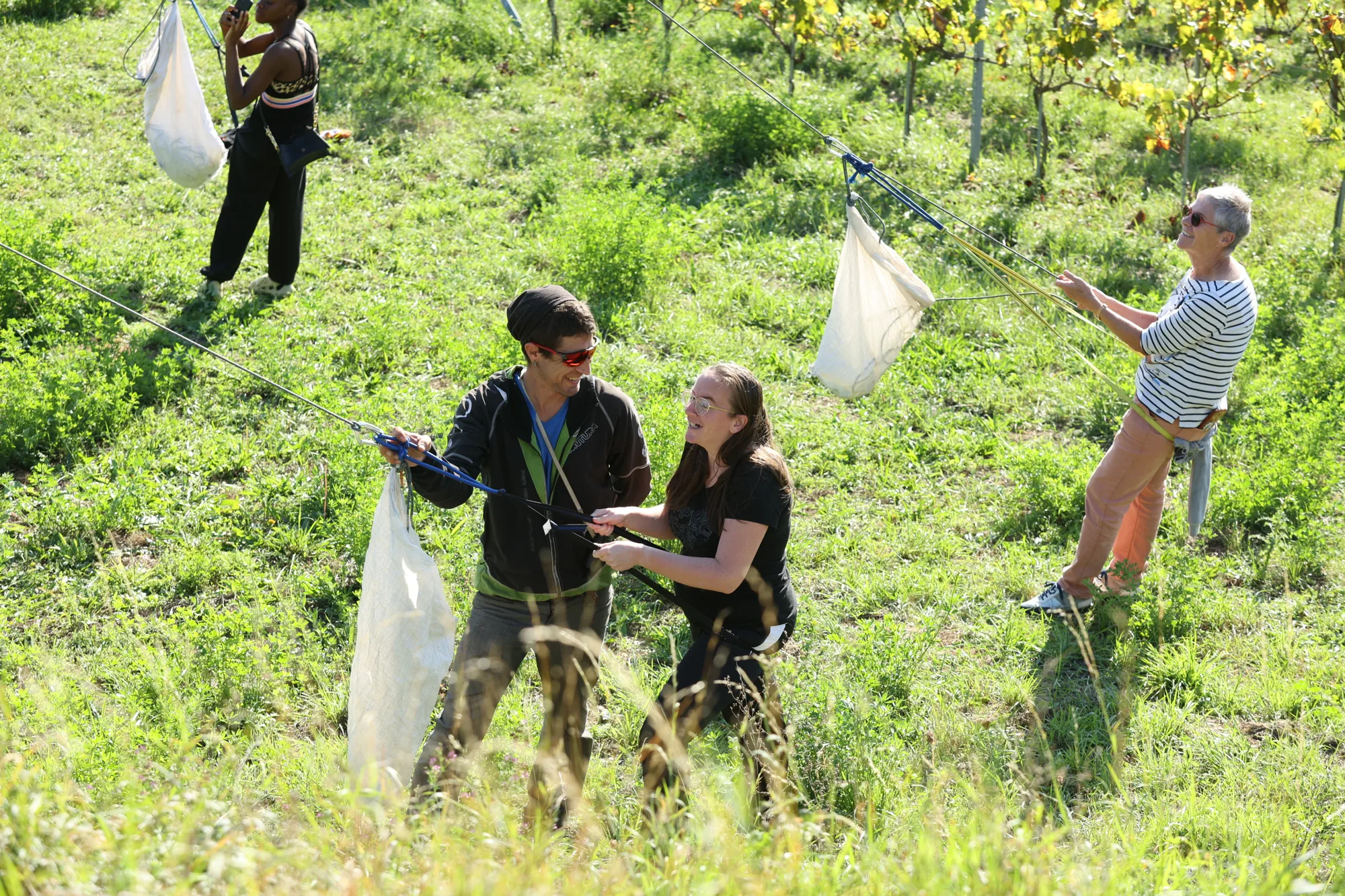 Les participants occupent différents niveaux du terrain.