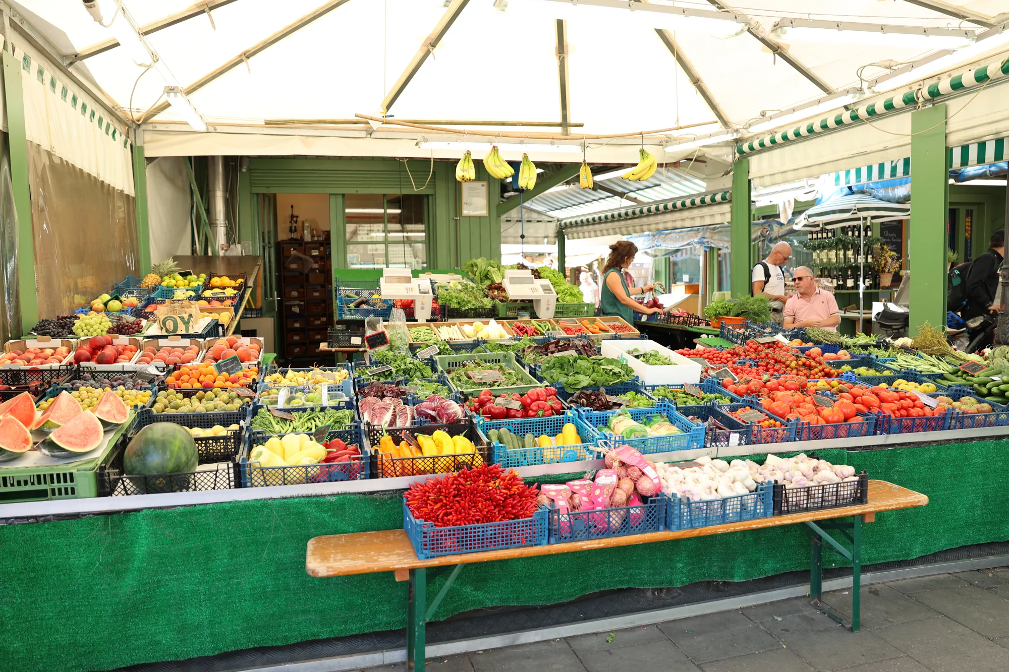 Les étals colorés du Viktualienmarkt.