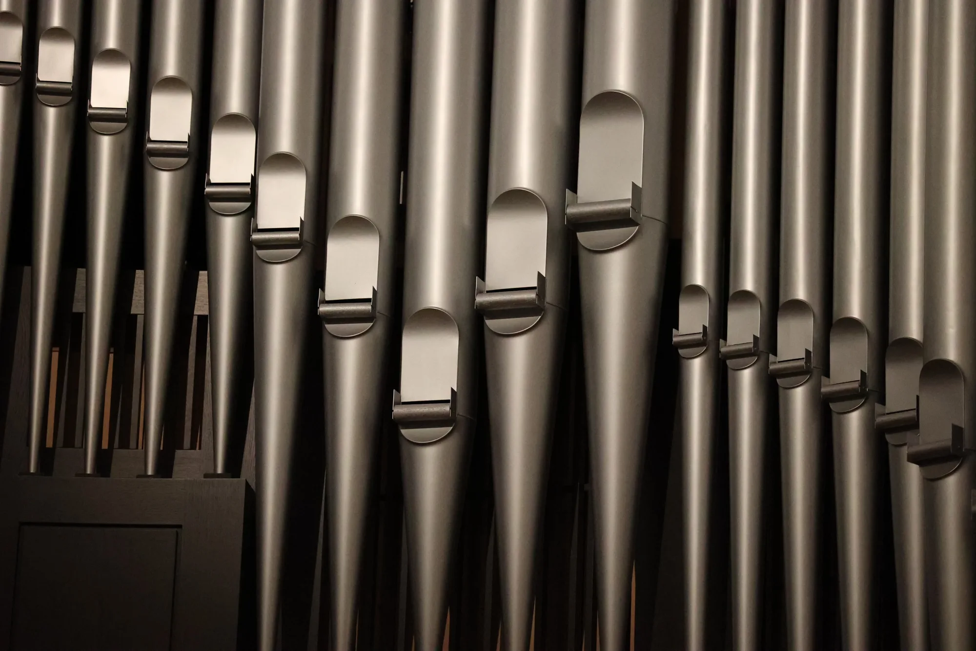 Les tuyaux d’orgue composent une géométrie métallique.